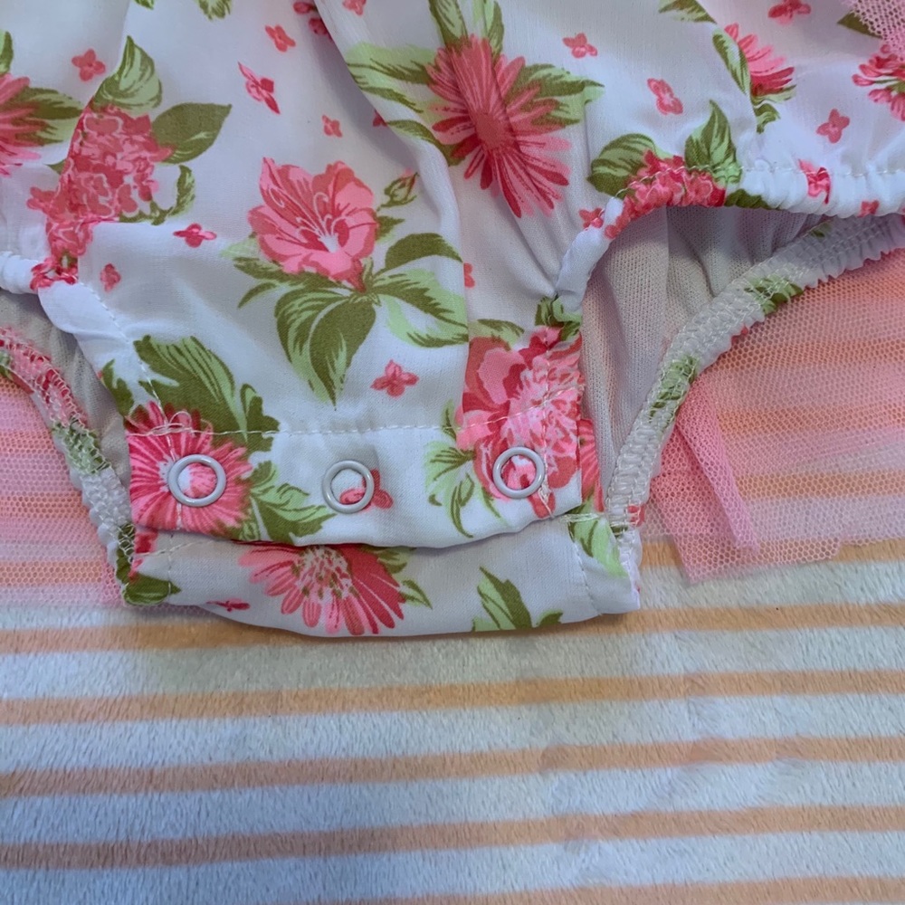 Floral Pink Tulle Onesie - Picture 4 of 5